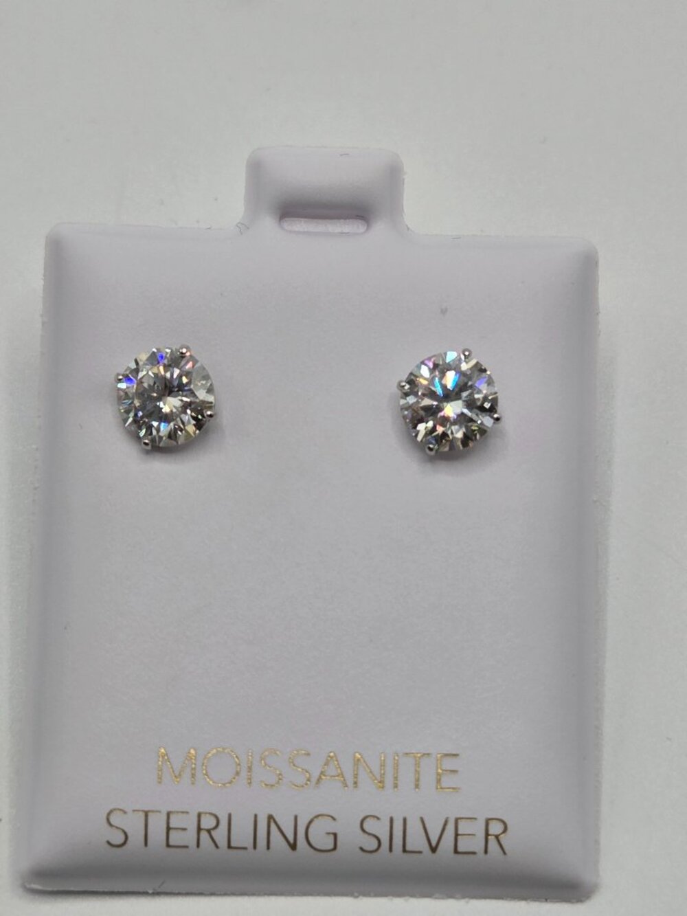 Moissanite Serling Silver 925 Stud Earrings & GRA Certificate - Brand New